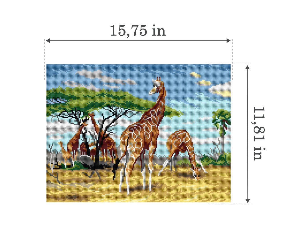 Gobelin canvas for halfstitch without yarn after Friedrich Wilhelm Kuhnert - Giraffes (fragment) 3308J