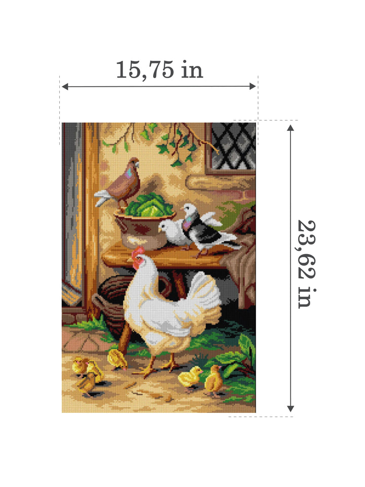 Gobelin canvas for halfstitch without yarn after Edgar Hunt - Waiting to be Fed 3463Q