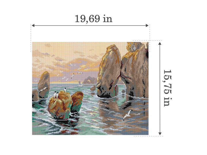 Merres-Joille, Evening 3481M Needlepoint canvas for halfstitch without yarn