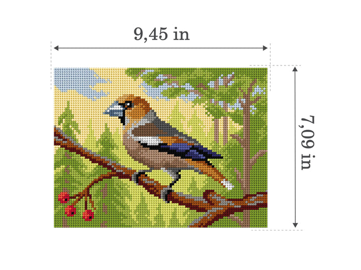 Gobelin canvas for halfstitch without yarn Hawfinch 3498F