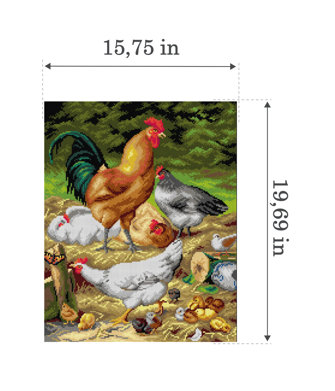 Gobelin canvas for halfstitch without yarn after Eugene Remy Maes- Chickens 3500M
