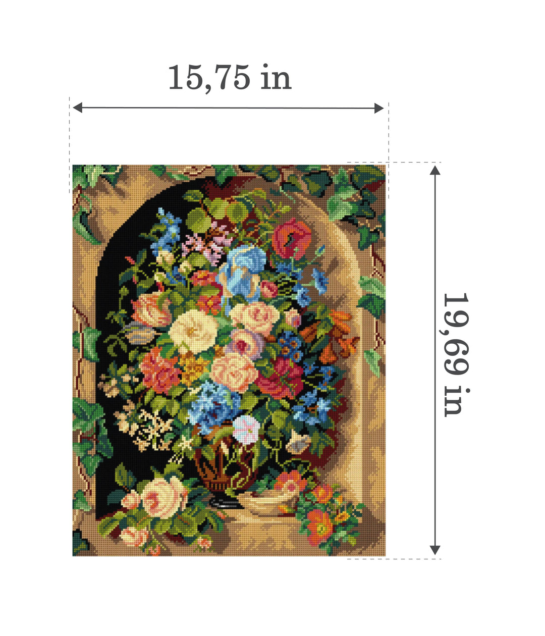 Needlepoint canvas for halfstitch without yarn after Pauline von Koudelka - Schmerling - Bouquet in a  Greek Vase 3539M