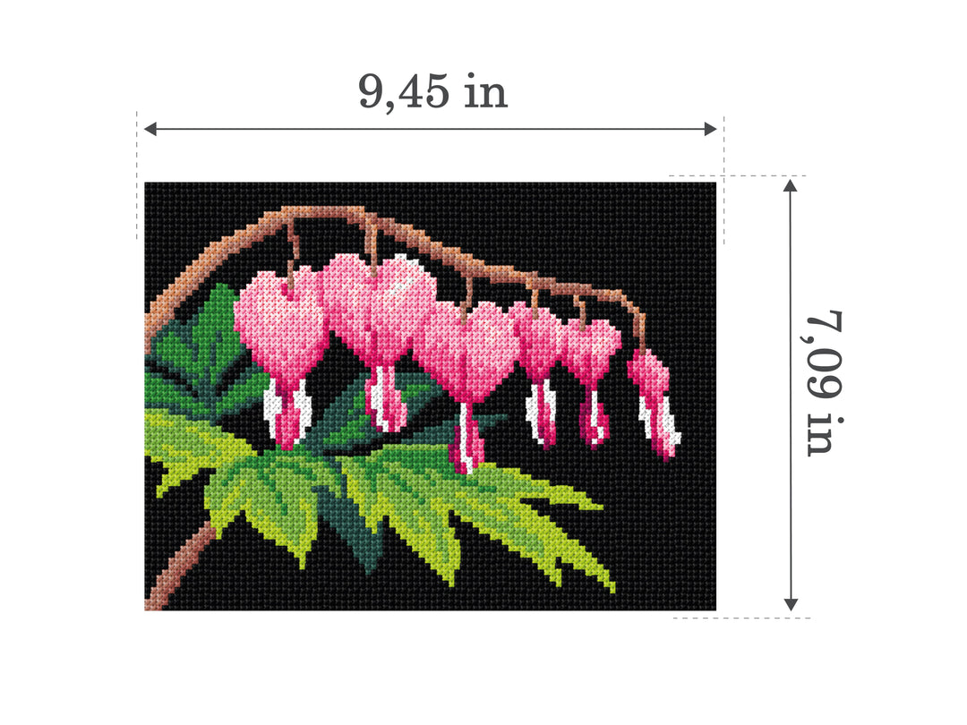 Needlepoint canvas for halfstitch without yarn Bleeding Hearts 3561F