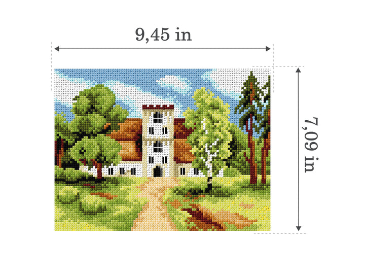 Needlepoint canvas for halfstitch without yarn Manor House in the Park 3566F