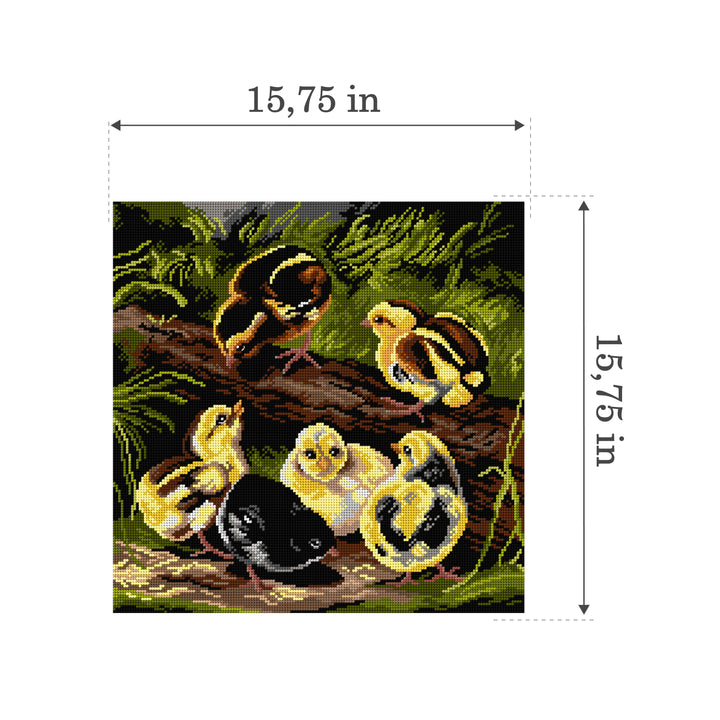 Needlepoint canvas for halfstitch without yarn  after Arthur Fitzwilliam Tait - Chicks 3572L