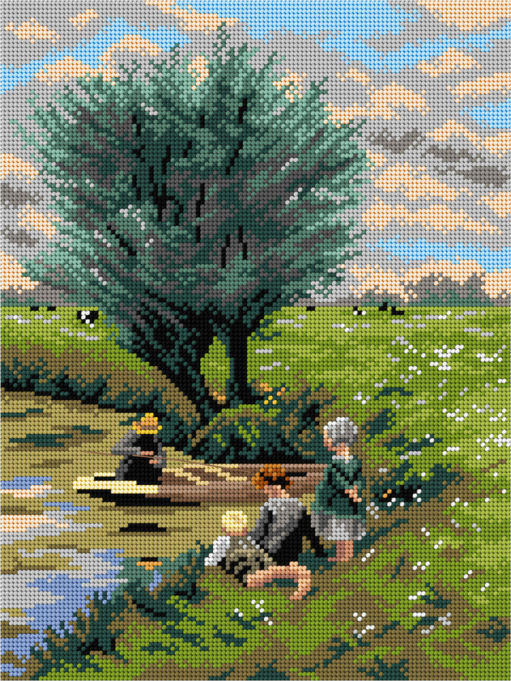 Needlepoint canvas for halfstitch without yarn  after Emile Claus - By the Riverside 3577J