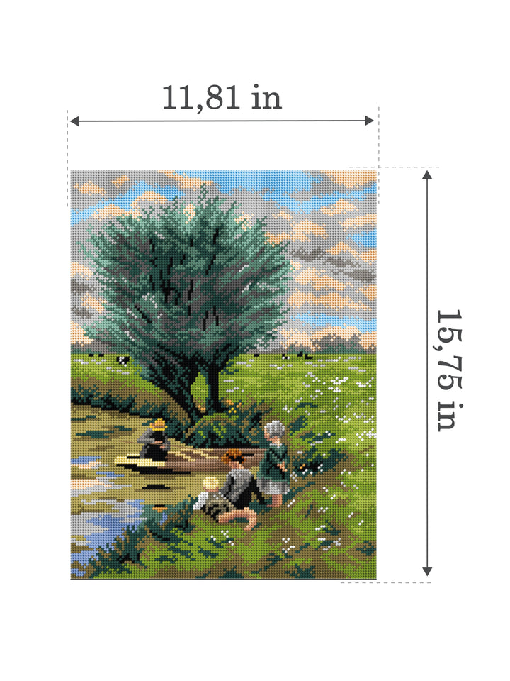 Needlepoint canvas for halfstitch without yarn  after Emile Claus - By the Riverside 3577J