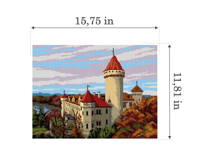 Needlepoint canvas for halfstitch without yarn  The Konopiste Castle 3582J