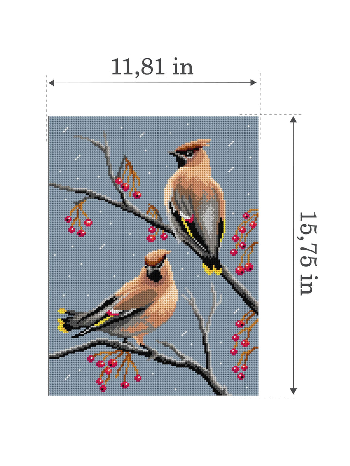 Birds - Waxwings Gobelin Canvas for Half Stitch by Orchidea 3592J