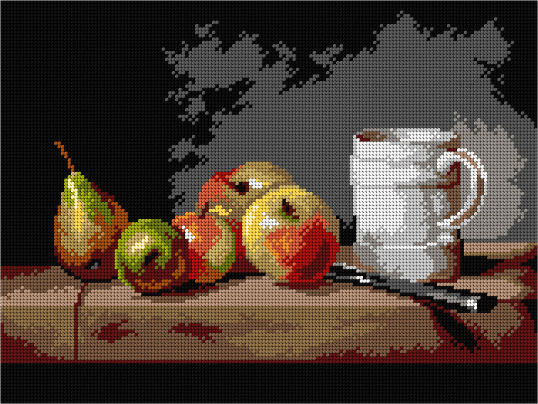 Still Life with a Cup, Apples and Pears Gobelin Canvas for Half Stitch by Orchidea 3614J