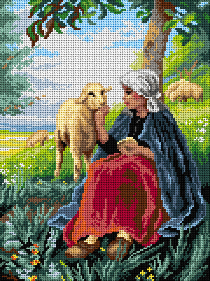 Shepherdess and Sheep Gobelin Canvas for Half Stitch by Orchidea 3620J