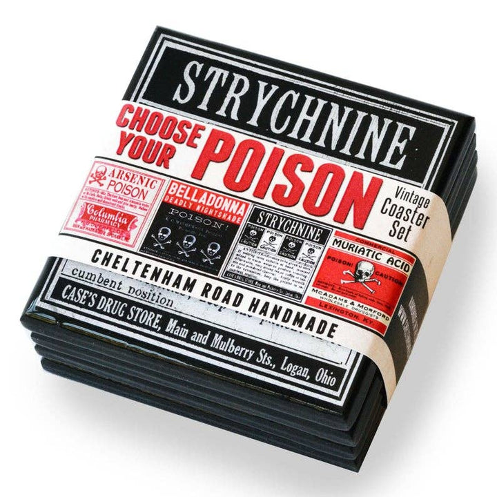 Choose Your Poison: Vintge Poison Label Drink Coaster Set