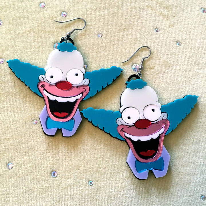 Krusty The Clown Acrylic Statement Earrings