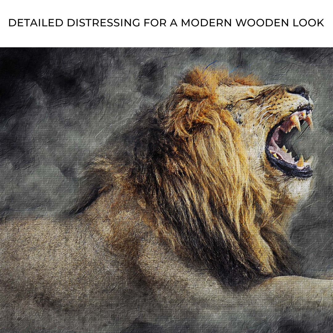 Lion Yawn Painting Canvas Wall Art