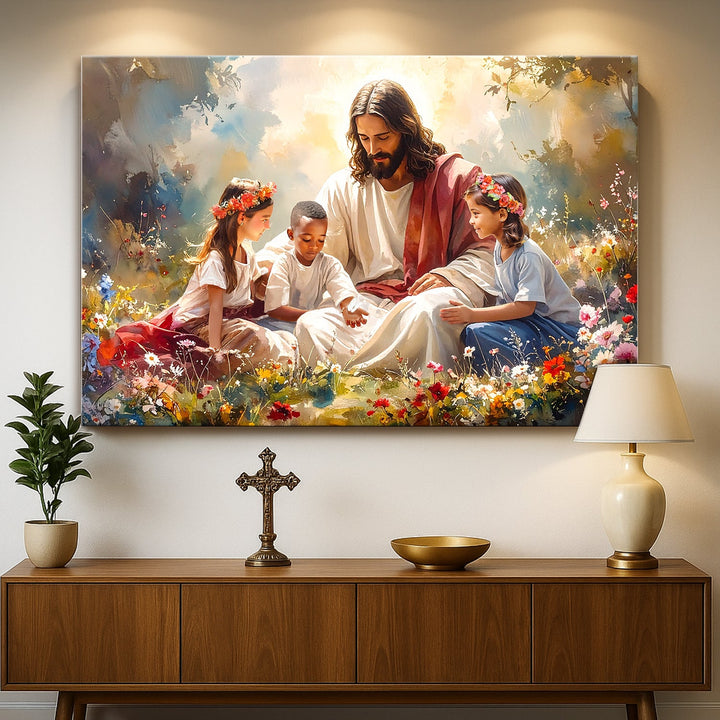 Jesus With Children Faith Wall Art IX