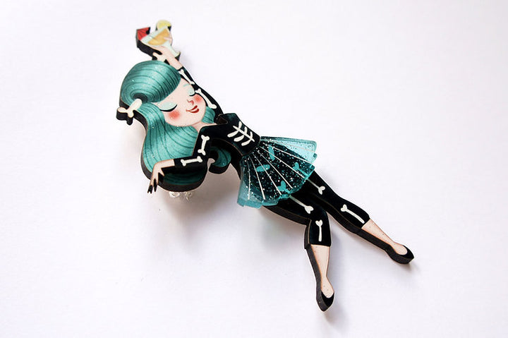 Skeleton Woman Brooch by LaliBlue