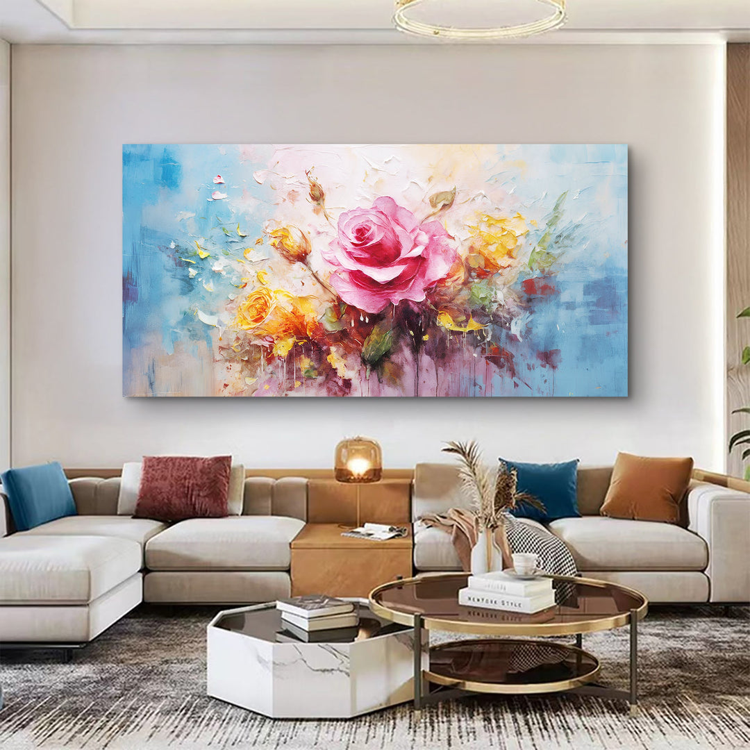 Rose Flower Impasto Wall Art