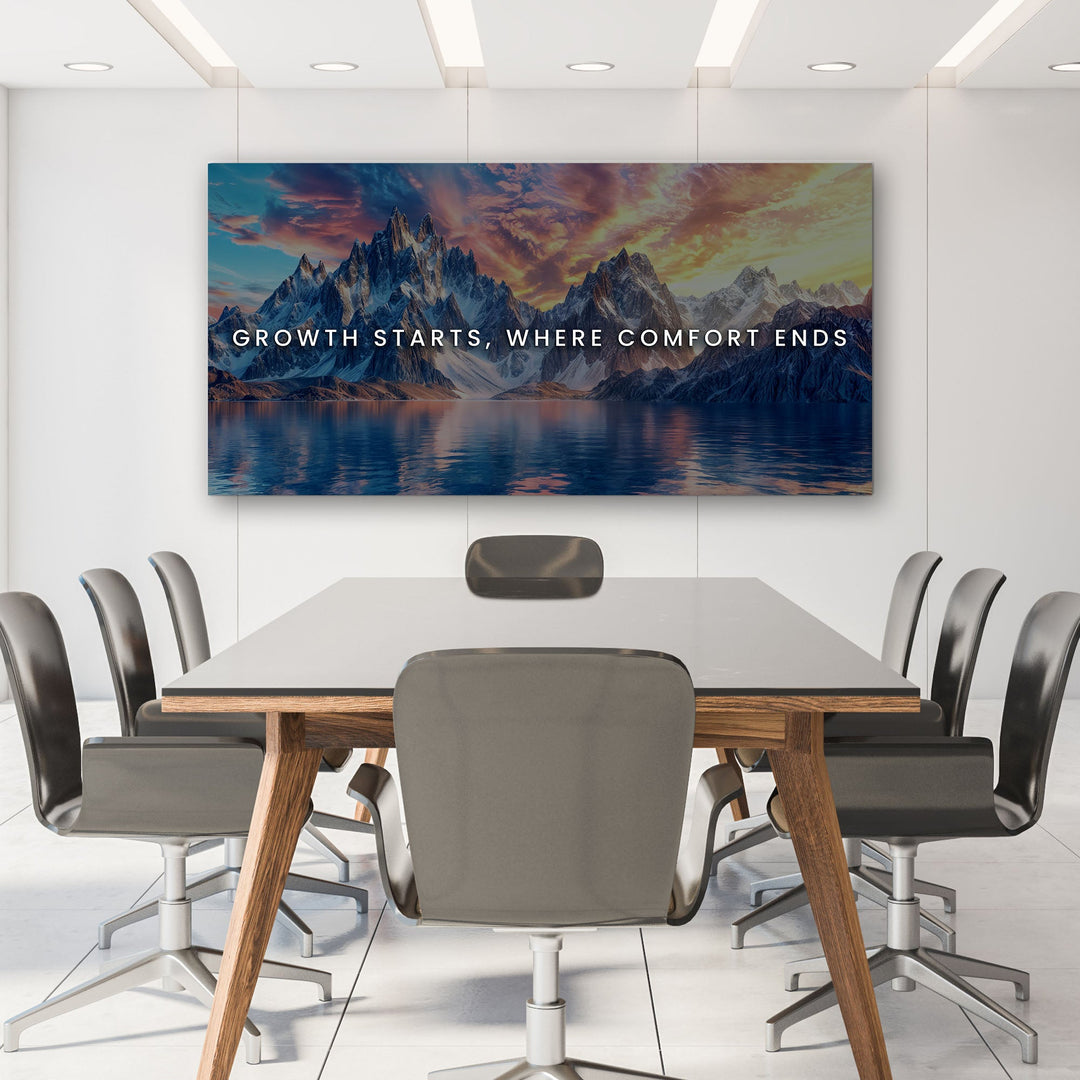 Growth Starts Where Comfort Ends Motivational Wall Sign