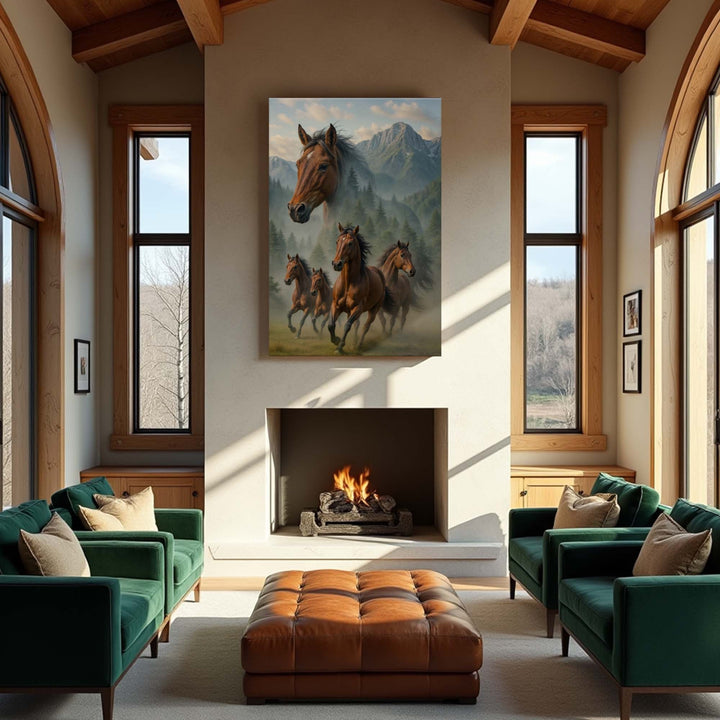 Galloping Horse Double Exposure Wall Art