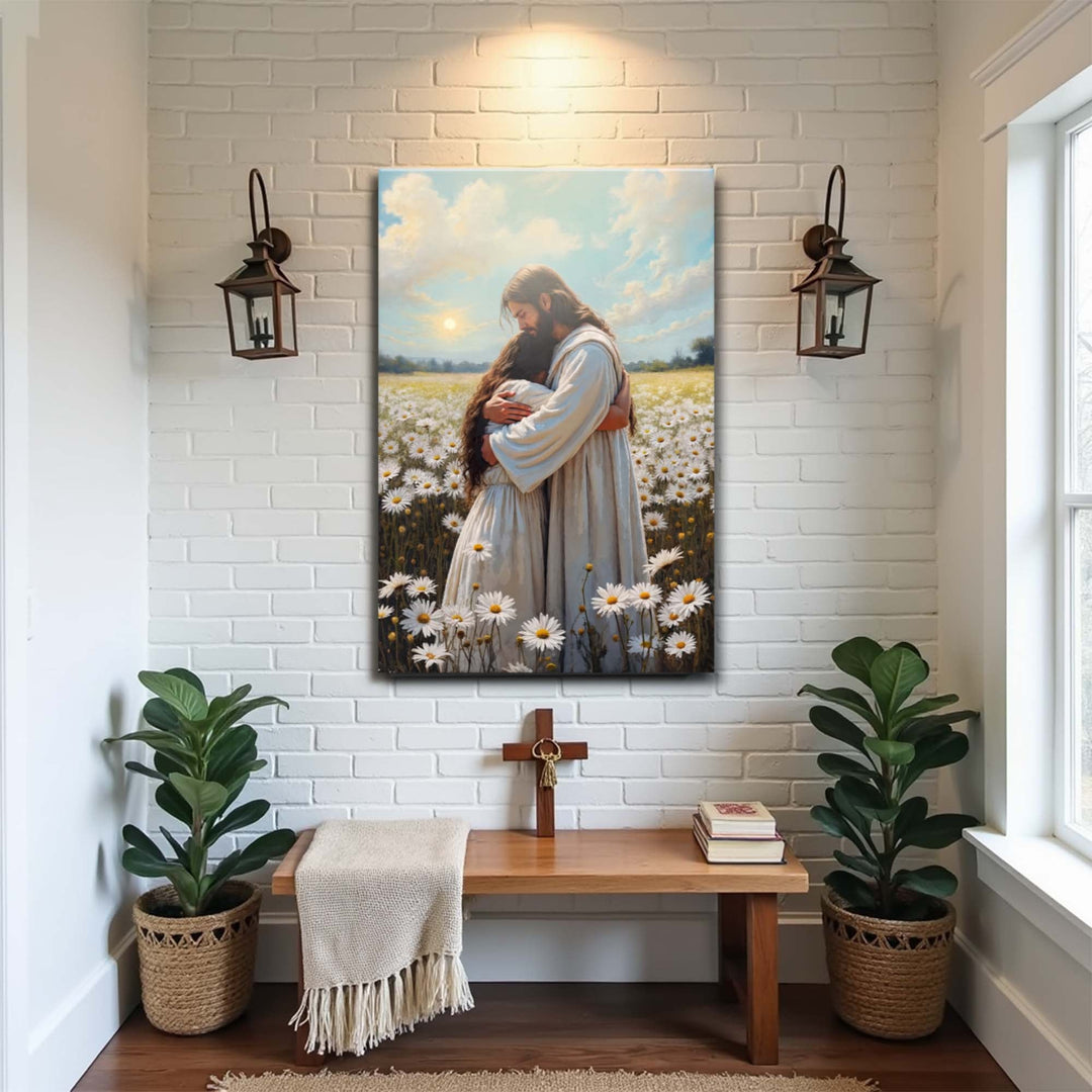 Jesus Hugging Woman Faith Wall Art