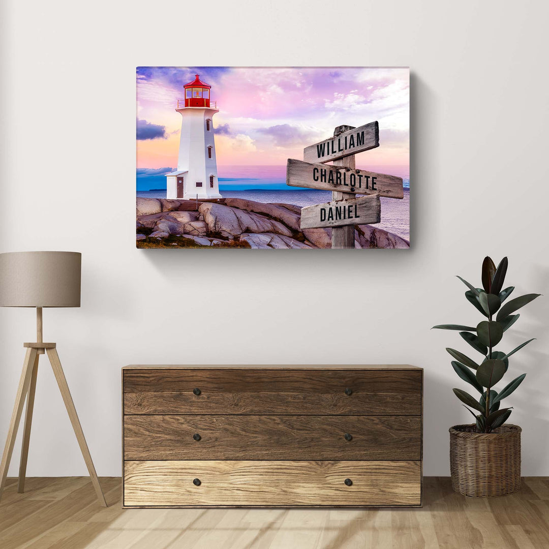 Lighthouse Family Names Sign