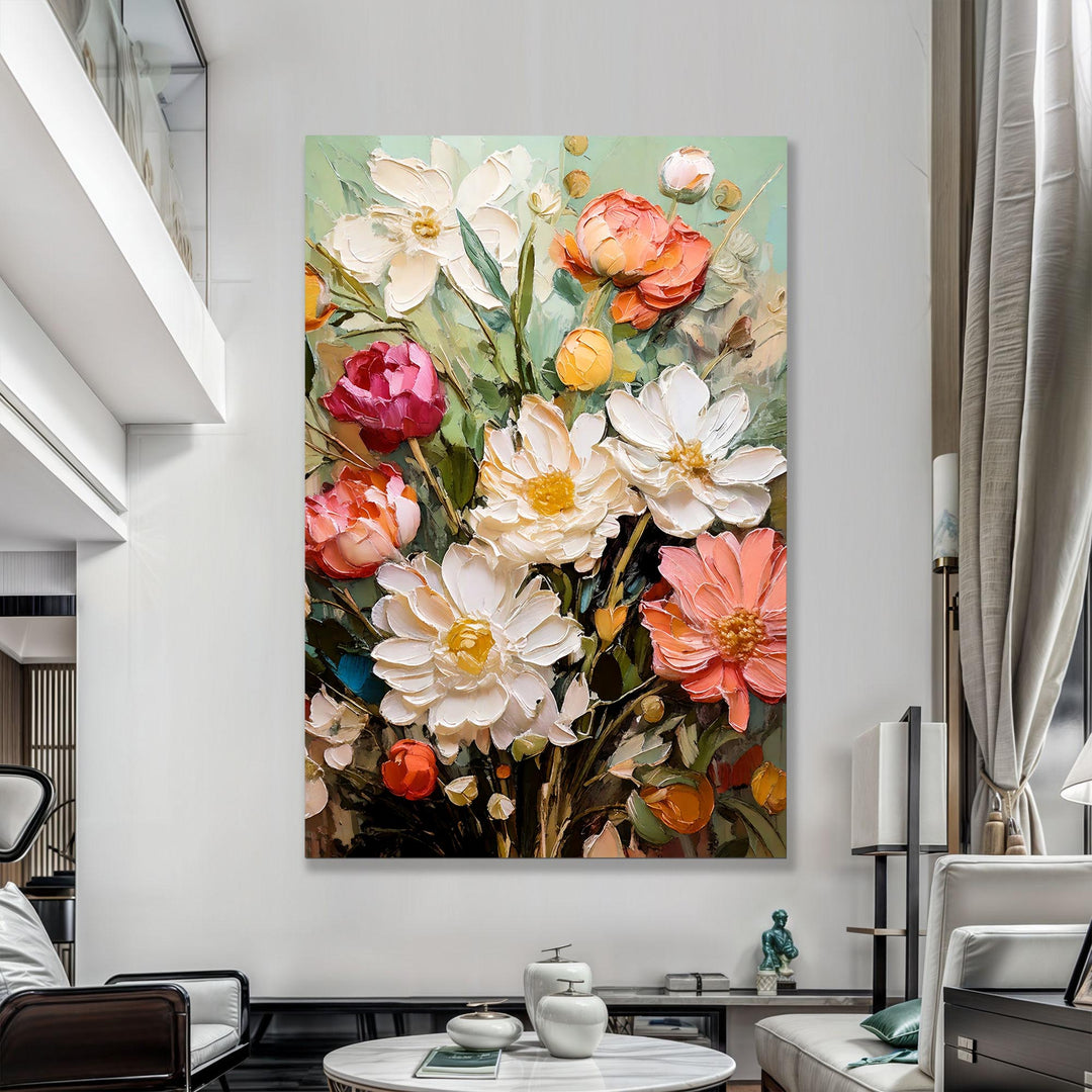 Serene Blossoms Impasto Wall Art