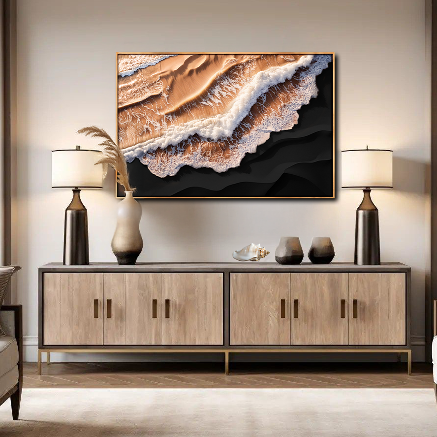 Amber Ocean Waves Wall Art