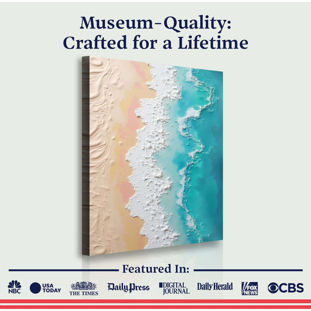 3D Minimalist Pink and Blue Ocean Wall Art