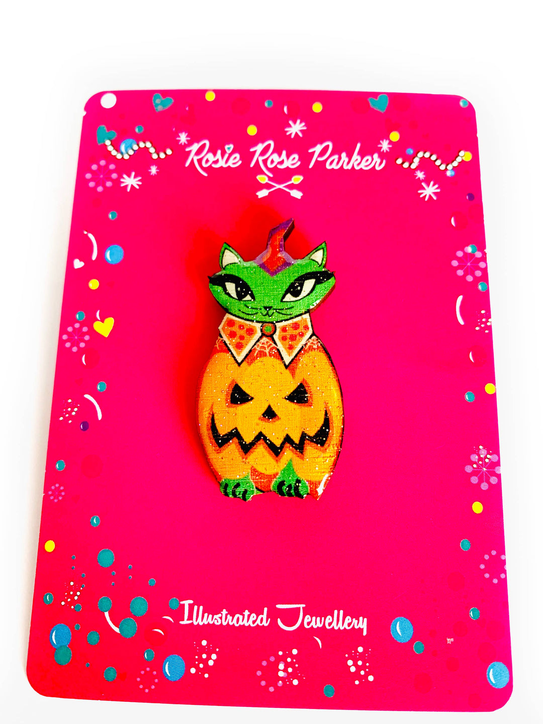 Cat in a Pumpkin Costume Pin by Rosie Rose Parker