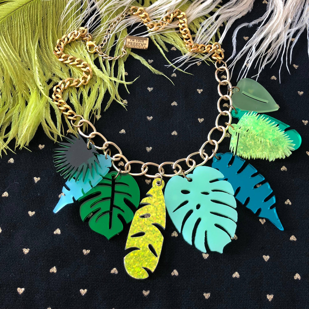 Tropical Leaves Statement Necklace