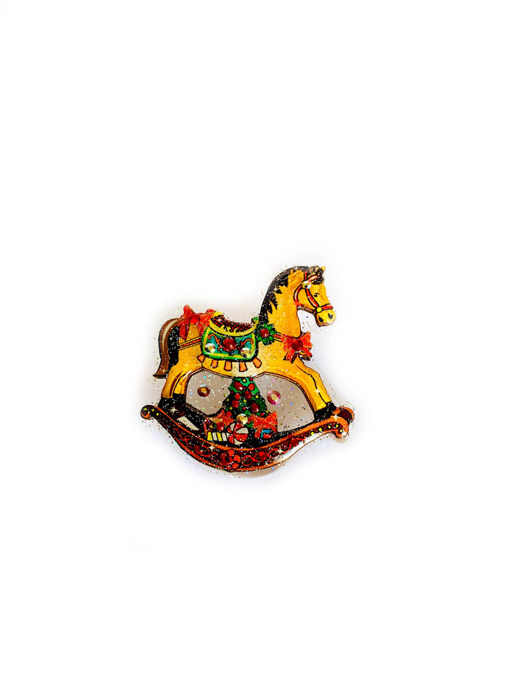 Rocking Horse Christmas Brooch by Rosie Rose Parker