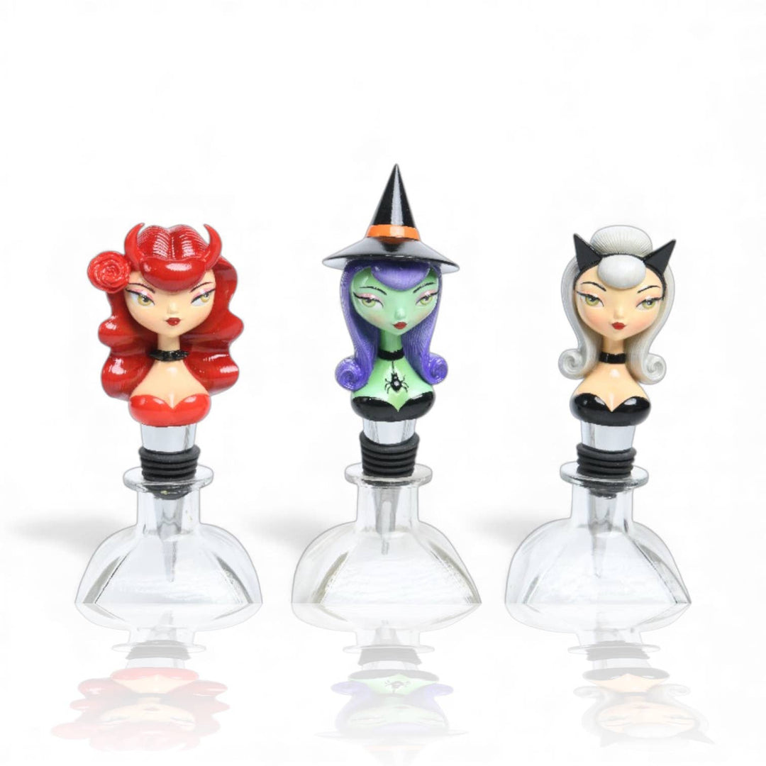 3 Assorted Ghoulish Girly Winestoppers by Miss Fluff