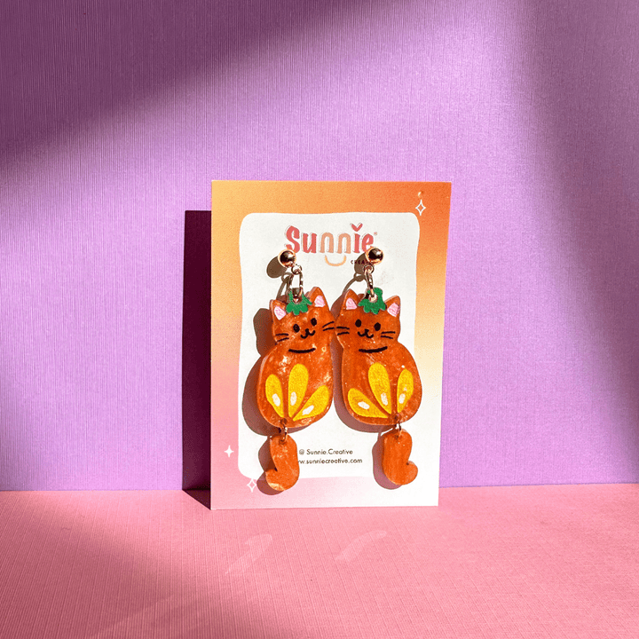 Orange Cat Dangles