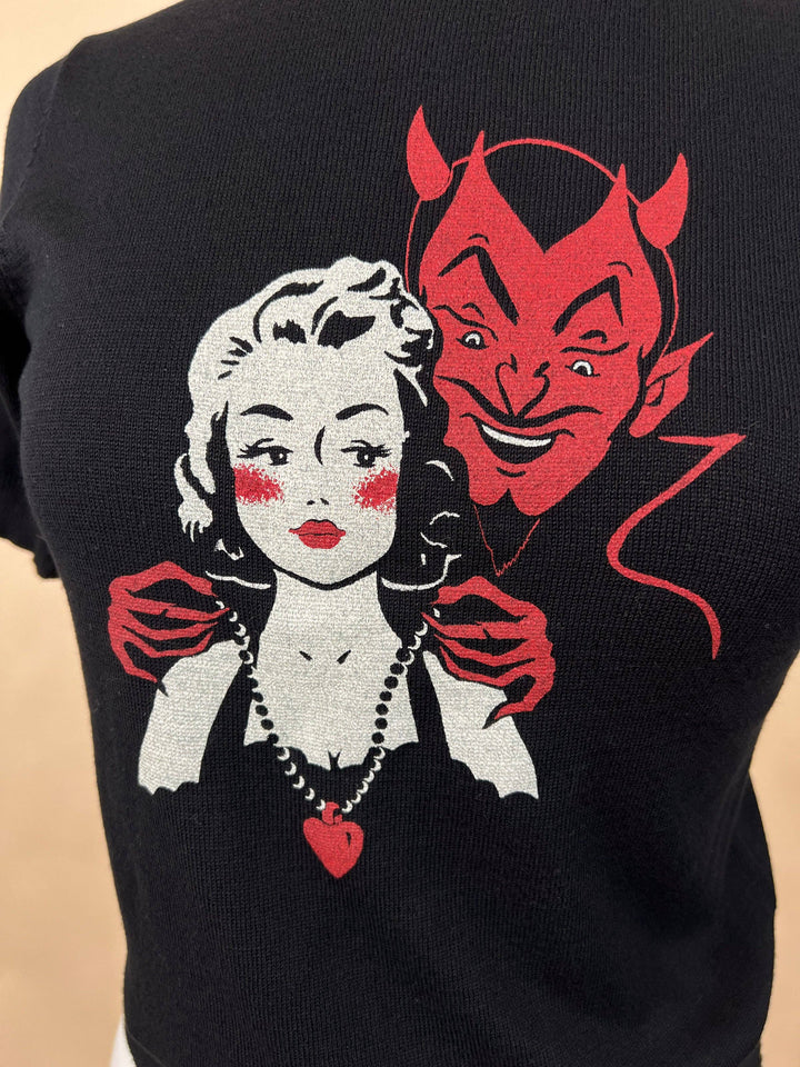 Deal with the Devil short sleeve Sweater in Black