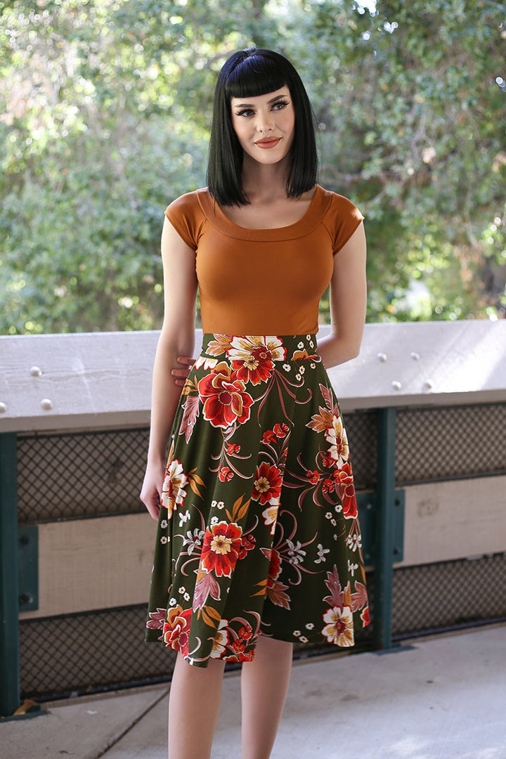 Charlotte Skirt in Green Floral