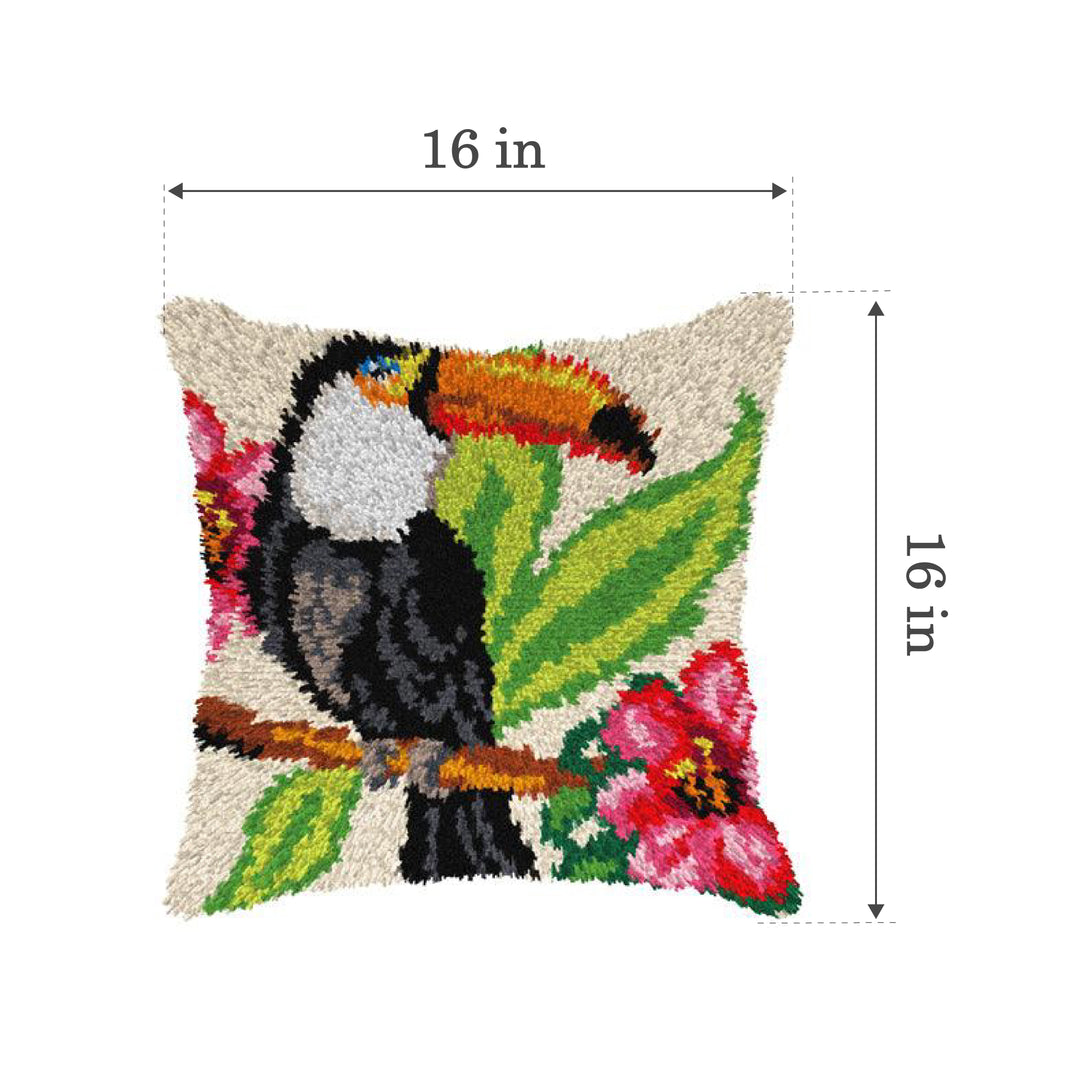Latch hook cushion kit "Toucan"