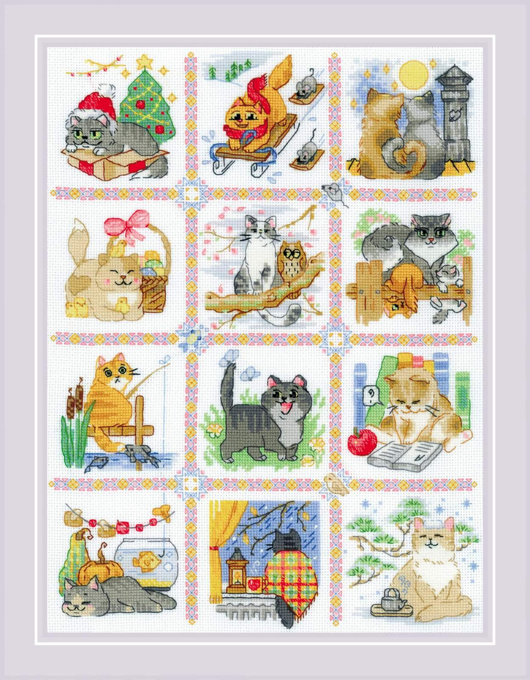 Cat Calendar R2136 Counted Cross Stitch Kit