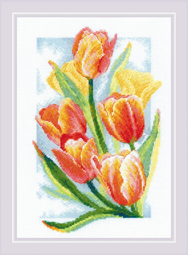 Spring Glow. Tulips R2191 Counted Cross Stitch Kit