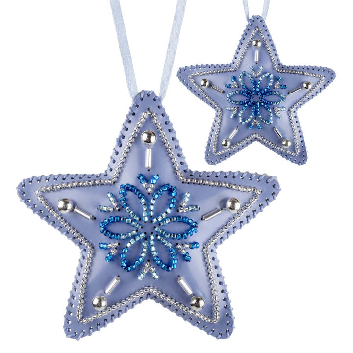 Star Christmas Ornament Artificial Leather Bead Embroidery Kit by Wonderland Crafts FLBB-126