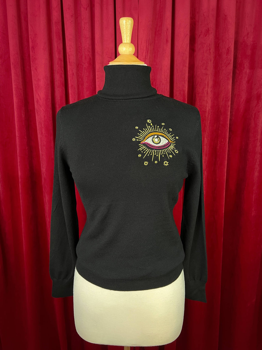 Third Eye Turtleneck Sweater in Black: Small