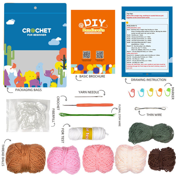 Tulips in Bloom. Potted Flower Amigurumi DIY Crochet Kit Wizardi F07N8-M30