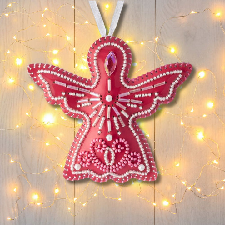 Angel Christmas Ornament Artificial Leather Bead Embroidery Kit by Wonderland Crafts FLBB-132