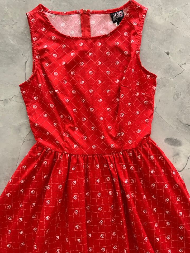 Red Floral Vintage Dress - XS only, 1 left!