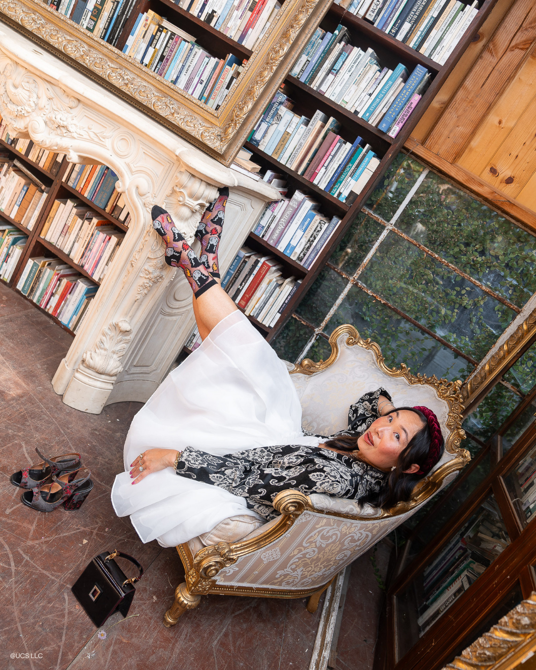 Bride of Frankenstein Shimmer Sheer Crew Sock