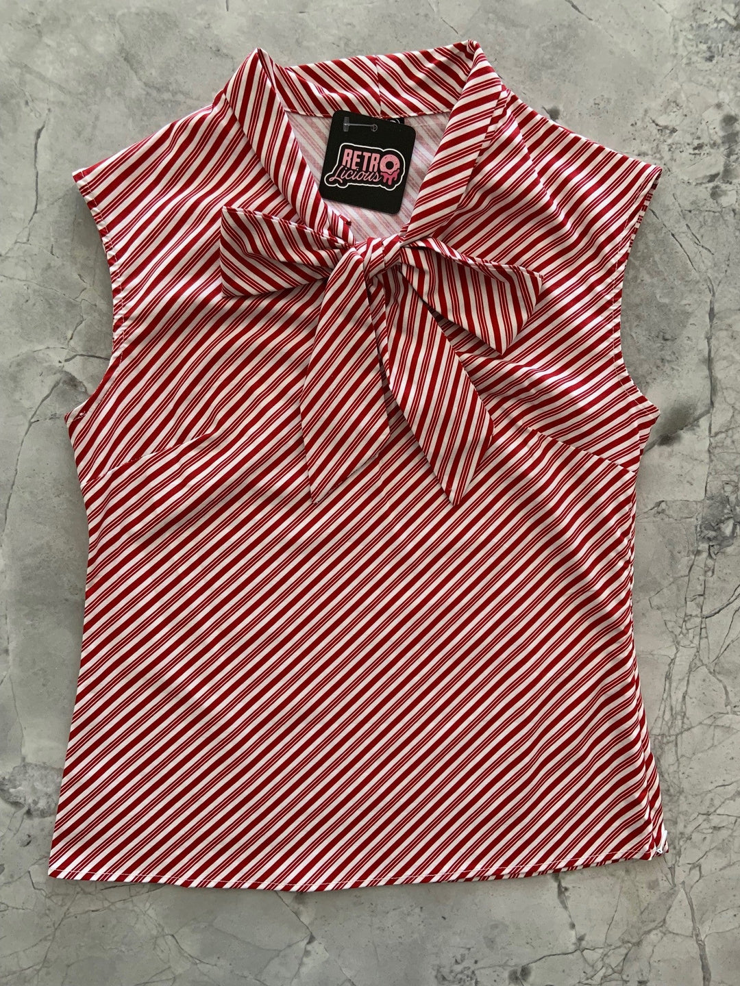 Candy Cane Stripe Bow Top - 4X only, 1 left!