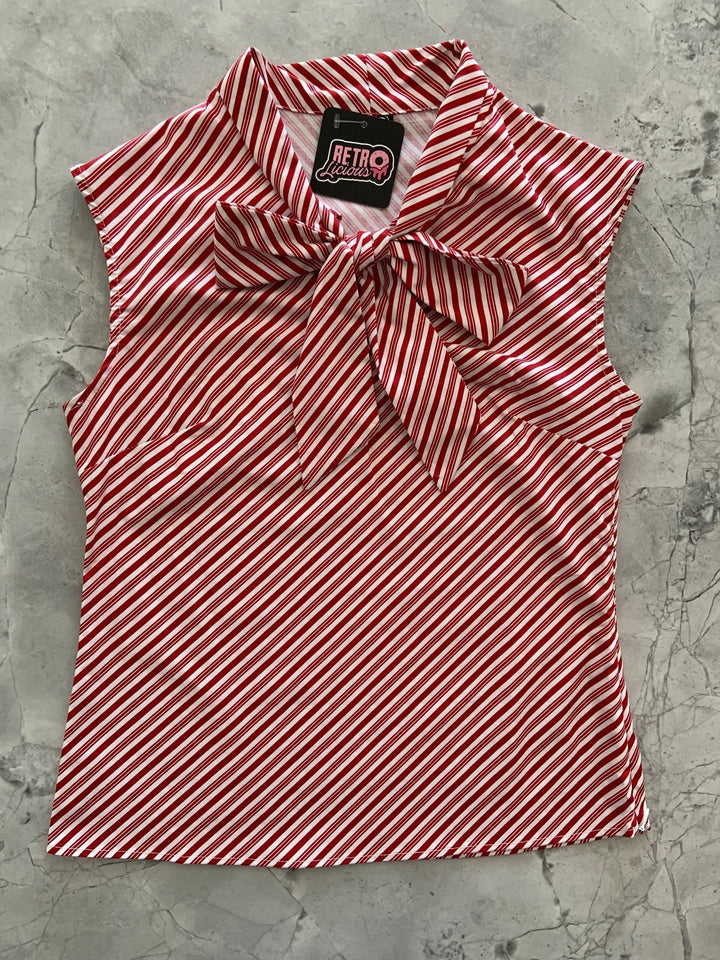 Candy Cane Stripe Bow Top - 4X only, 1 left!