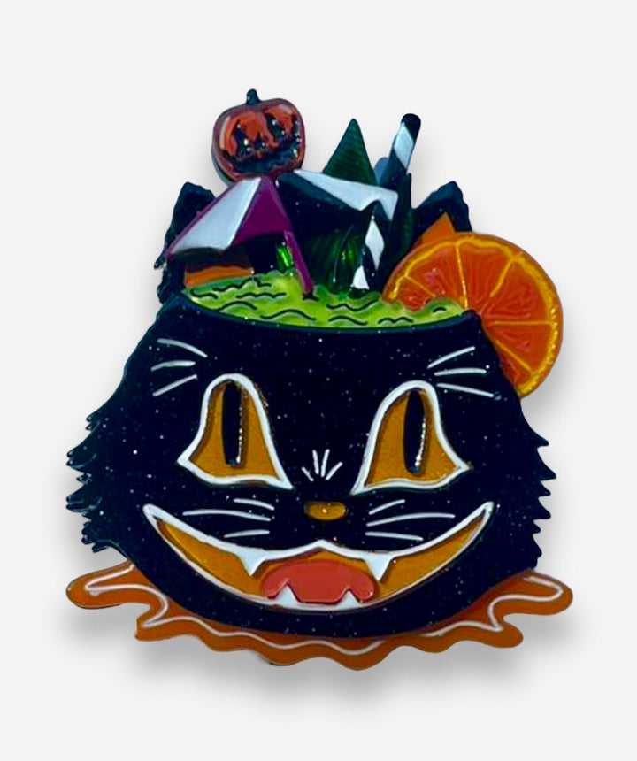 Black Magic Halloween Tiki Brooch by Carrie Hudson x Lipstick & Chrome