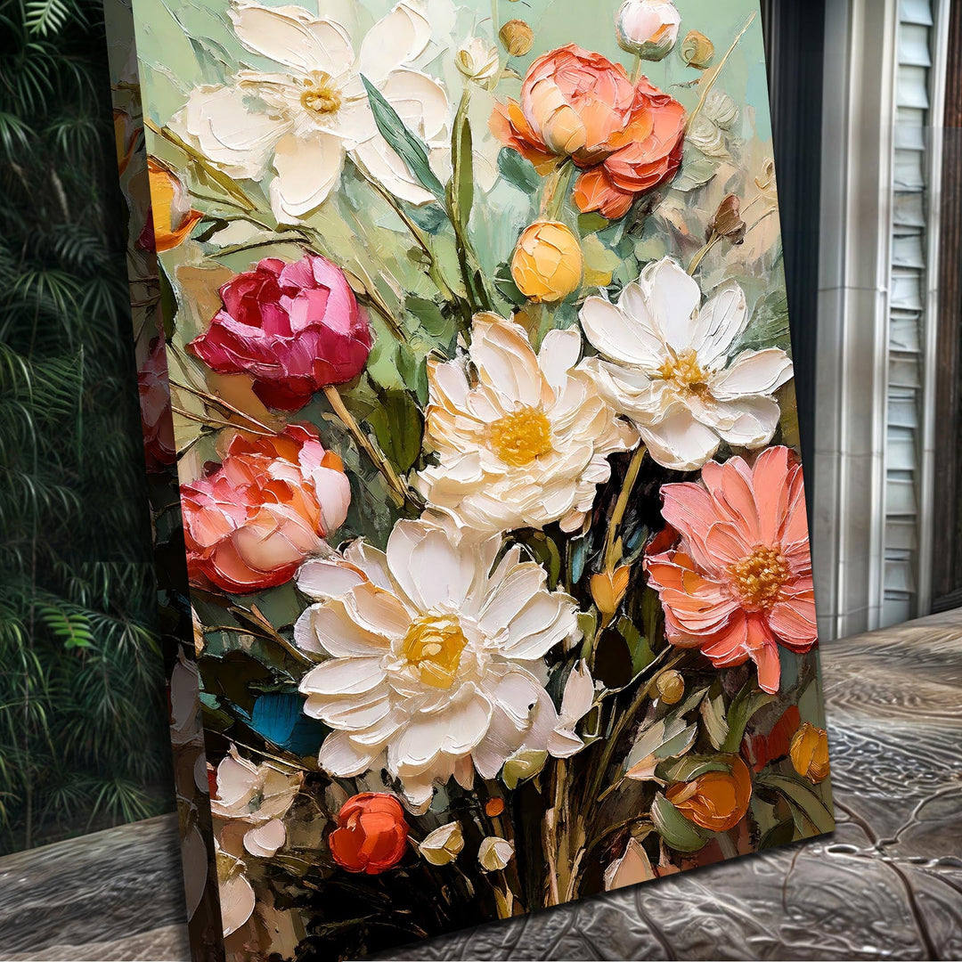 Serene Blossoms Impasto Wall Art