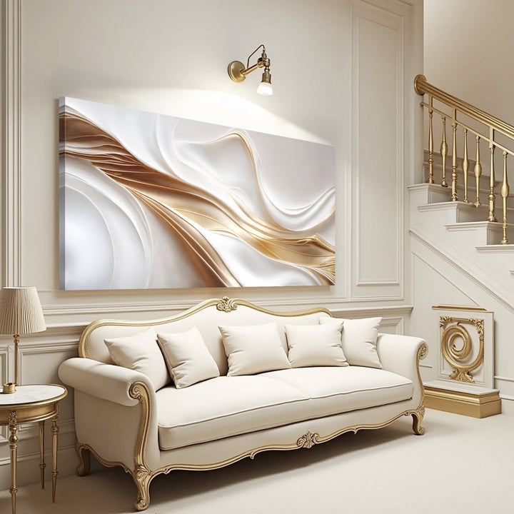 White and Gold Abstract Wall Art