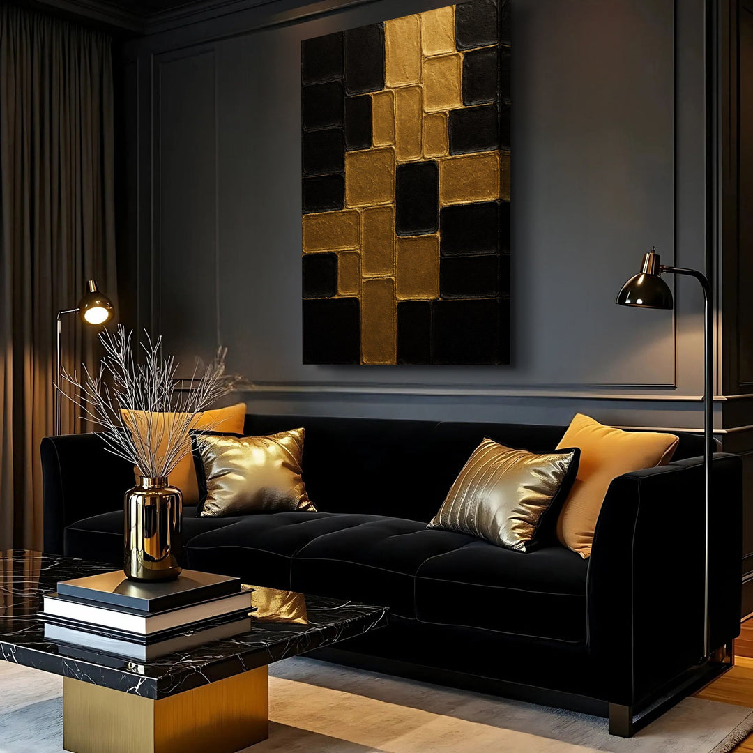 Contemporary Black and Gold Wall Art II